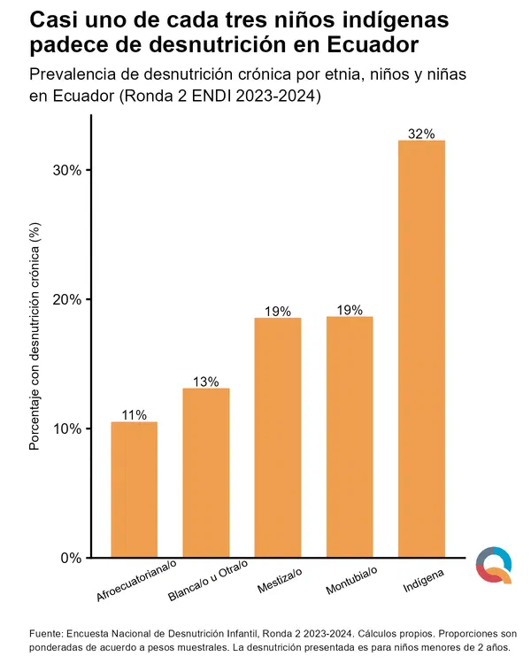 Casi uno de cada tres niños indígenas padece de desnutrición en Ecuador